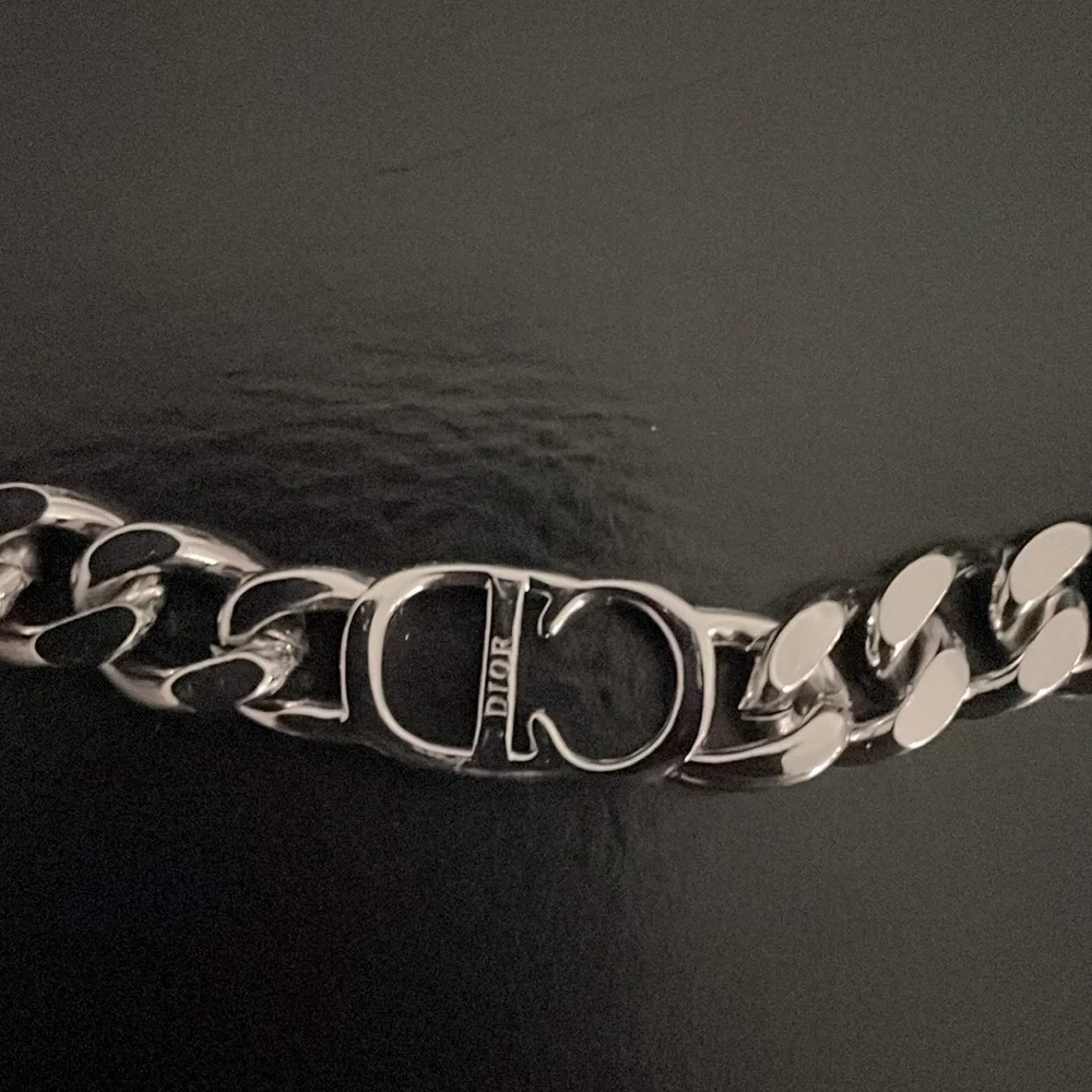 CD Logo Silver Link Chain Choker Necklace - Picture 4 of 5